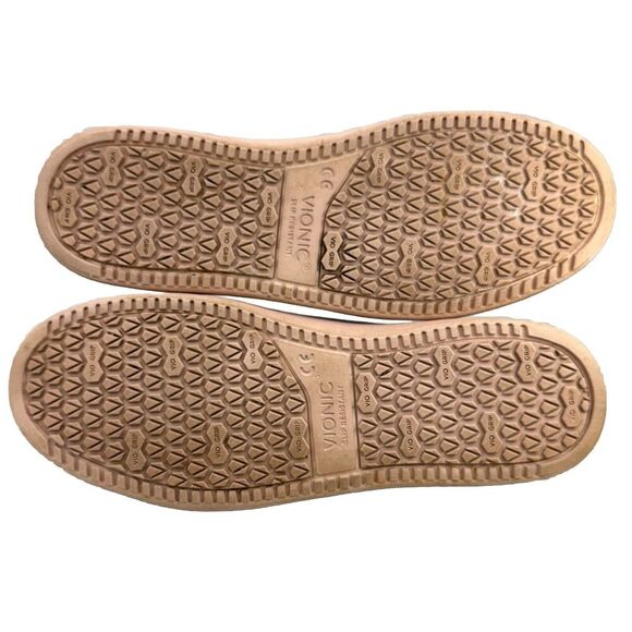 Vionic Sneakers Womens Sz 7 Gray Pink Mable Pro Leather Lace-up Slip Resistant - Picture 10 of 12